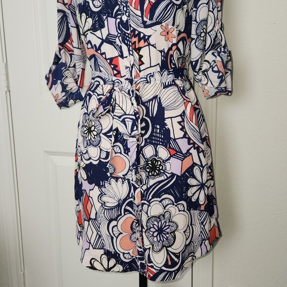 Express Women’s Sheer Floral Roll-Up Sleeve Dress – Size XS – NWOT 🌸✨ - Picture 4 of 16